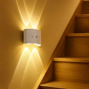 Motion Sensor Night Light, Magnetic Wall Lamp, Detachable Wall Mount, USB Rechargeable LED, Wireless Staircase Light, Indoor Wooden Wall Lamp