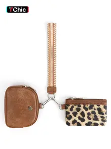 Women's Cute Leopard Print Zipper Short Wallet, Trendy Versatile Wristlet Wallet, Fashionable All-match Versatile Coin Purse for Daily Use, Stylish Wallet
