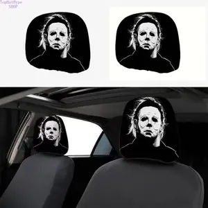 2Pcs Cartoon Smile Print Car Headrest Covers, Universal Fit for Most Vehicles, Easy to Install, Soft Neck Support for Long Road Trips, Durable Protective Auto Interior Accessories for Daily Driving, Car Interior Kit, Decorating My Car