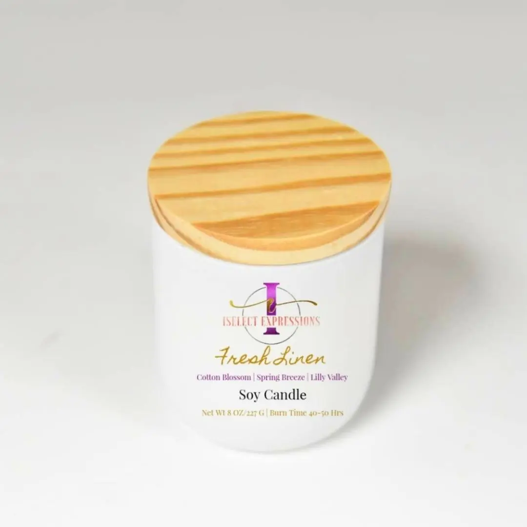 Fresh Linen White Glass Recyclable Soy Wax Candle