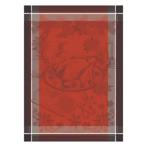 Garnier Thiebaut Dinde De Noel Vermillon Jacquard Kitchen Towel Set of 4