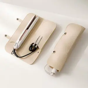 Travel Felt Curling Iron Storage Bag, Heat Resistant Pad, Portable Hair Straightener Case, Protective Organizer Pouch