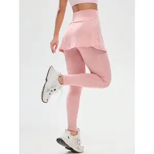 Solid Color Elastic Waist Pocket Skinny Workout Leggings