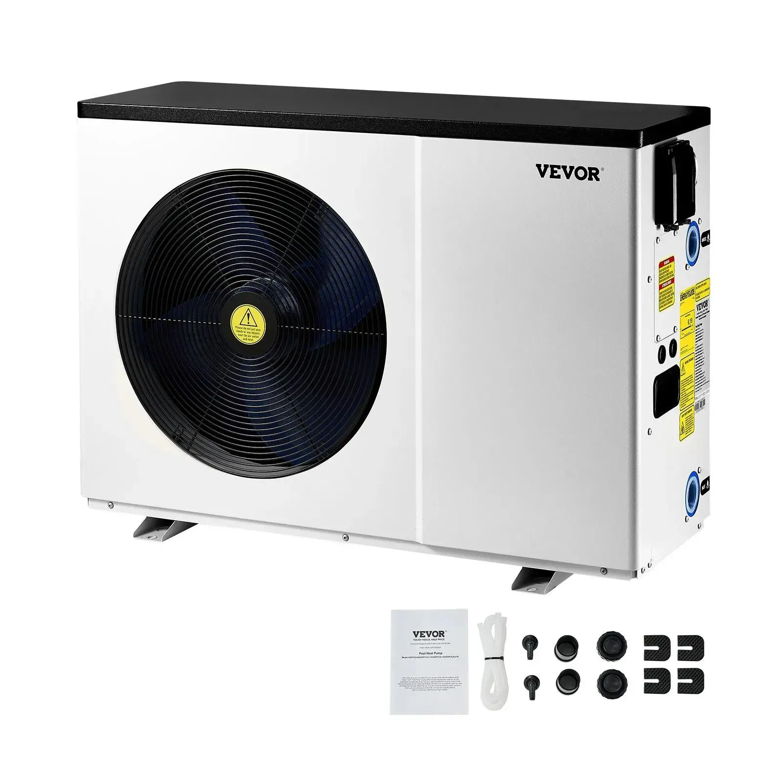 VEVOR Durable Silent Energy-Efficient Electric Pool Heat Pump, 51200 BTU Rapid Heating Unit, Automatic Heating & Cooling, Temperature Control, AC208-230V 60Hz for 7926-15851GAL Above-In Ground Pools