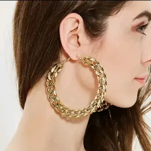 Lightweight Metal Punk Oversized Large Hoop Chain Style Earrings - Hook Earrings for Daily Wear or Special Occasions