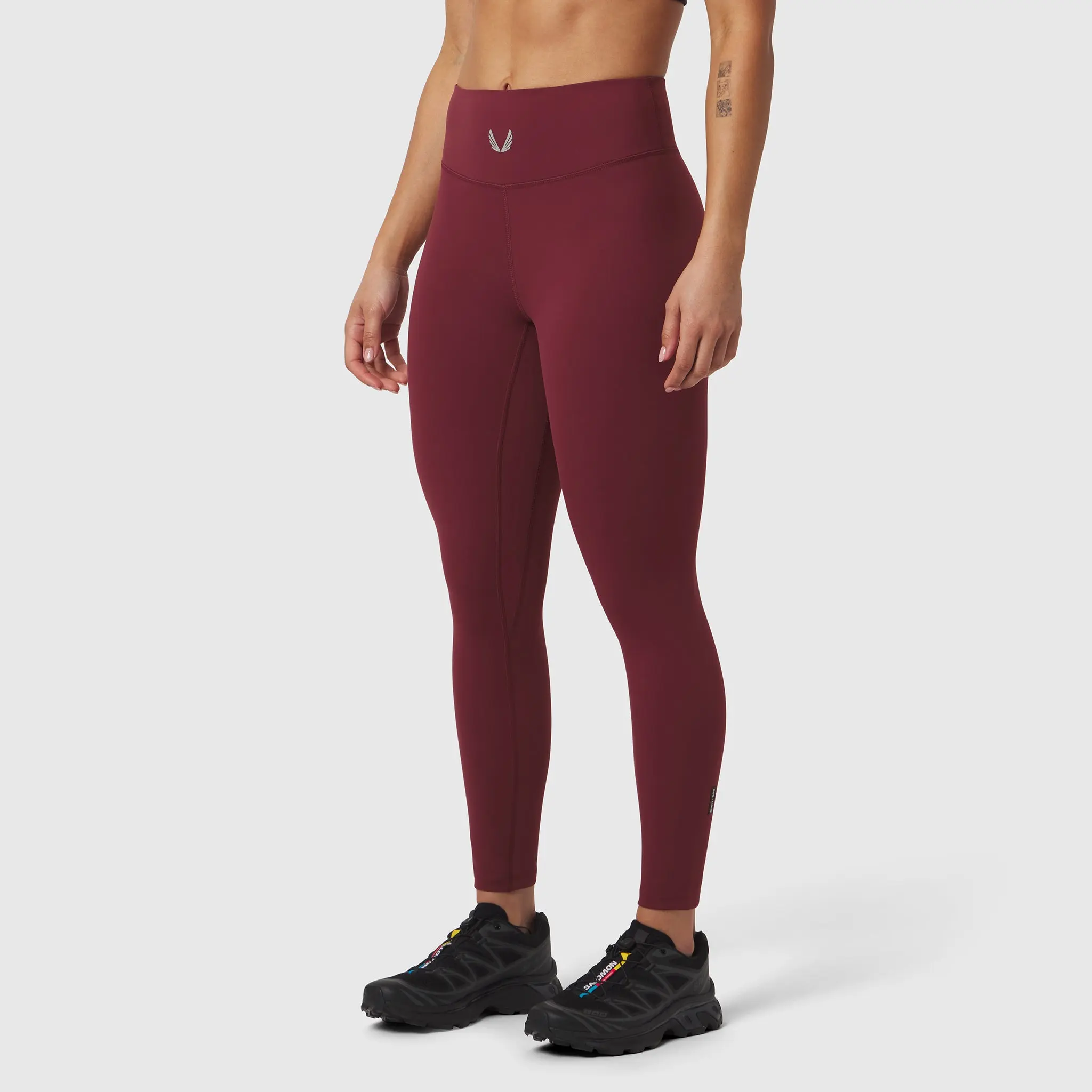 Womens Fitness LYCRA® ADAPTIV Legging - Crimson, W002 Flexible 4-Way Stretch Women's Sports Leggings with Reflective Strips for Everyday Active Use, Flexible Women's Sports Leggings