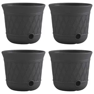 Suncast 14'' x 12" Decorative Hideaway Garden Hose Storage Pot, Gray (4 Pack)