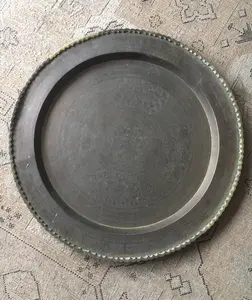 Large Vintage Metallic Solid Gold Brass Retro Bar Serving Tray