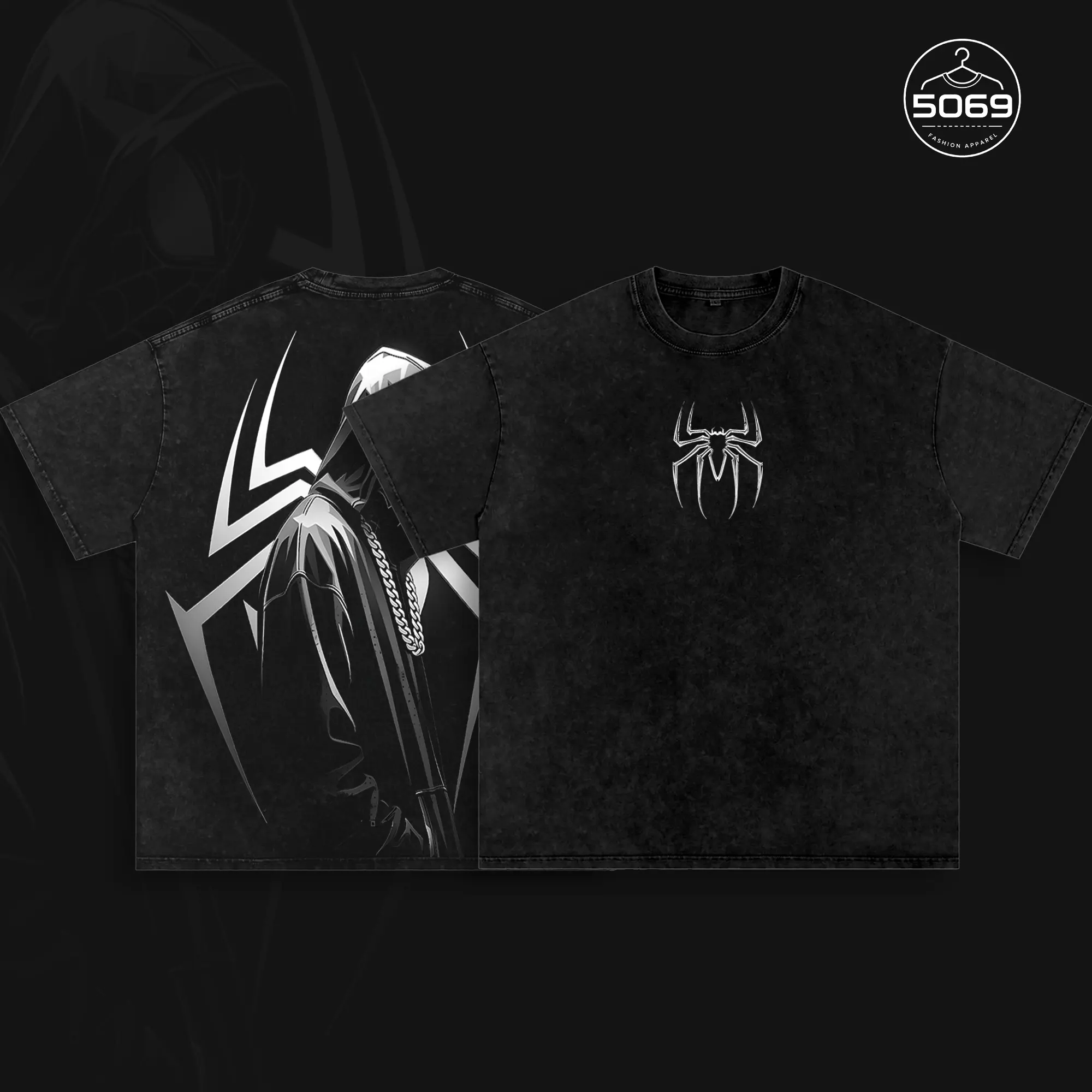 Dark Man Vintage Washed Graphic T-Shirt, Oversized Heavyweight Cotton Spyder Tee, Double Sided Retro Streetwear Shirt, Y2K Grunge Web Slinger Aesthetic, Premium Unisex Graphic Apparel, Collector Fan Gift Merch