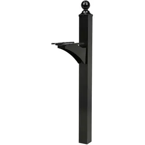Landover Aluminum Black Mailbox Post, Model LP000B00 Durable Outdoor Mailbox for Residential Use