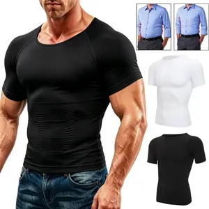 1/2/3/4 Pack Menswear Compression Body Shaper Shapewear Stretchy Short Sleeve Shirt Breathable Lightweight Comfy Workout Tank Top Sports Vest Fitness Tee Gym Exercise Activewear Elastic Formal Fabric Casual Natural Dress Soft Mesh
