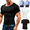 Men's Compression Shapewear Short-Sleeve Plain Nylon Tank Top - High Elasticity, Soft Mesh, Breathable Lightweight, Athletic T Shirt, Compression Activewear, Gym Exercise Activewear Tops, Gifts for Him,sohochic