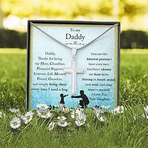 Gifts For Dad, Cross Pendant Necklace, Dad Gift From Daughter, Dad Birthday Gift, Dad Gifts, Thanksgiving Gift For Dad Cross Necklace Luxury Jewelry On Birthday, Christmas, Father's Day Gift.