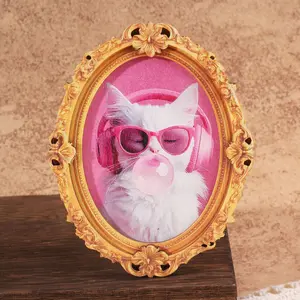 1PC Fun Cat Refrigerator Magnet, Oval Frame Fridge Magnet, Cute Animal Magnetic Decoration, Home Decor Gift, Perfect Holiday Present