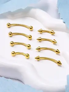 8pcs Minimalist Eyebrow Piercing Jewelry, Punk Casual Matching Eyebrow Ring for Men & Women, Stainless Steel Body Jewelry for Women & Men