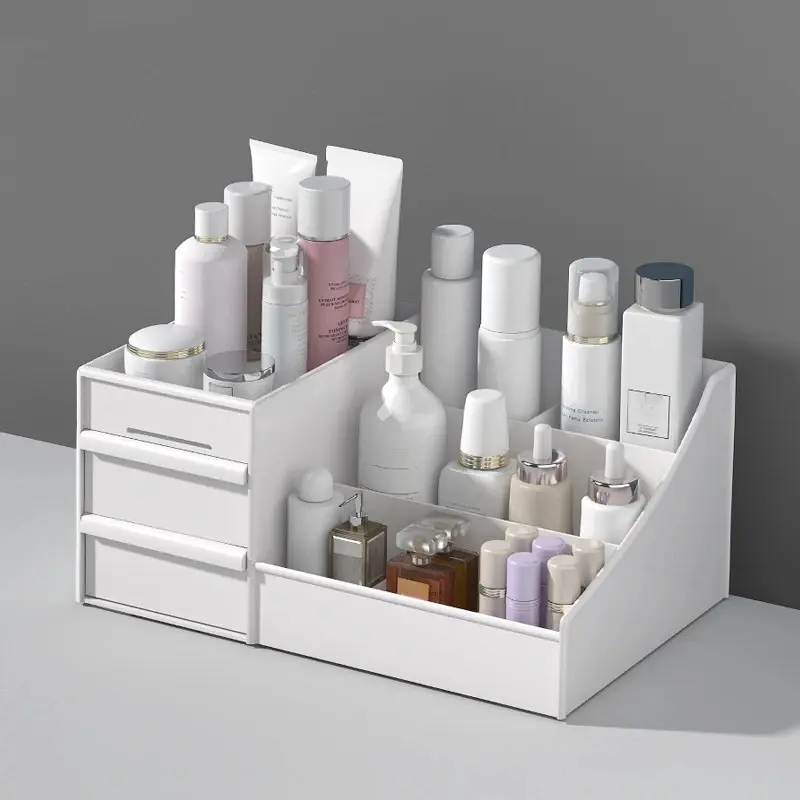 Large-Capacity Plastic Drawer Box - Multi-Use PP PS Makeup Storage Organizer for Dormitory Desktop & Jewelry