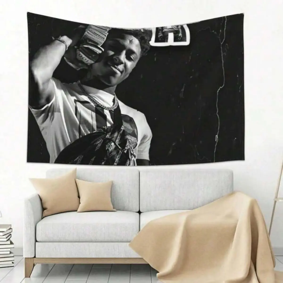 Young Boy Never Broke Again Hip Hop Artist Tapestry Background Cloth Wall Hanging Curtain Wall Decor For Bathroom With Free Installation Kit Gifts Birthday Graduation Room Decor Tapestry For Room Wall Tapestry Flag Home Decor chill  room  accessories y2k