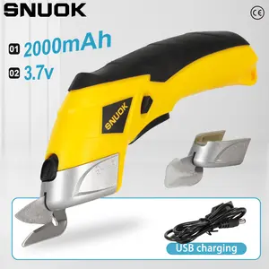 SNUOK 3.7V Rechargeable Portable Electric Scissors USB Scissors 2.0Ah with 2 Alloy Steel Cutter Heads, Full Copper Core Motor, Handle, Used for Cutting Leather, Cotton Wool Fabric, Cardboard, Plastic, Aluminum Sheet and other materials