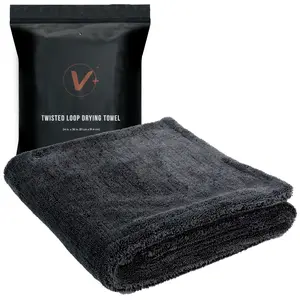 VIKING V+ Premium Microfiber Towel for Car Drying, Twisted Loop, Soft and Super Absorbent, Thick 1200gsm Towel for Car Detailing Kit, Grey, 24 Inch x 36 Inch, 1 Pack