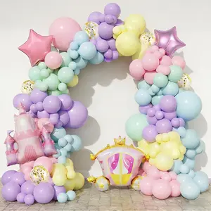 169pcs Fairy Princess Balloon Arch Kit with Pastel Balloons, Castle & Star Foils for Party Decor