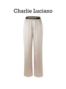 Charlie Luciano acetate pants, wide leg slimming women's 2025 spring/summer slim high waisted straight leg pants