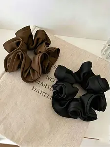 2PCS Satin Scrunchies Hair Ties for Women, Hair Accessory - Big Silk Satin Scrunchie Exra Large Oversized Cute Elegant Scrunchy for Curl Thick Hair Solid Color Hair Tie Ponytail Hairstyle
