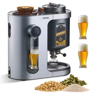 VEVOR Automatic Home Beer Brewer, 3.43 Gal All-in-One Home Brew Machine, 1500W Power Electric Beer Maker Machine with Mash Boil Device, 304 Stainless Steel Inner Tank, Auto Temp Pressure Control