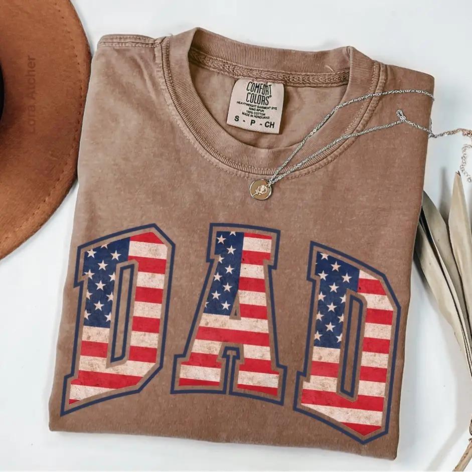 Comfort Colors American Dad Shirt, Dad USA Flag Shirt, Fathers Day Gift, 4th of July Shirt, New Dad Shirt, Patriotic Dad Tee, Gift for Dad – LORA ATCHER