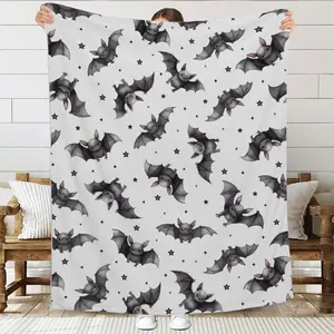 Halloween Bat Throw Blanket, Ultra Soft Flannel Blanket for Couch, Sofa, Bed - 30"x40" - Toddlers/Pets Size