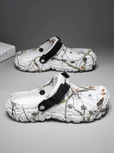 2026 Fashion Print Velcro Men's Sandals, Slipper, Soft Sole Casual Beach Shoes, Geometric Pattern, All Seasons, Outdoors, Less Than Ankle Height, Footwear
