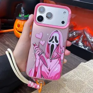 Screaming Ghost Phone case for iPhone 17Air Samsung Galaxy 16Pro Max 15 14Plus 13 12 11 XR XS S25 S24 S23 S22 FE, Girly Horror Aesthetic Phone Case Shockproof Drop Protection Durable Protective Silicone Cover Tuff phone cases.JL18