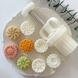 20g Mini Flower Moon Cake Mold Mung Bean Cake Daisy Suower Lotus Shape Cookie Stamp Mid-Autumn Festival Hand Pressed Pastry
