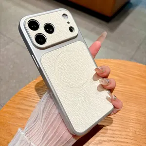 Instant Premium Lychee Grain Faux Leather Magnetic Phone Case Protector with Lychee Texture Skin, Compatible with iPhone 17 Air/17 Pro Max/17 Pro/17/16 Pro Max/16 Pro/16/15 Pro Max/15 Pro/15/14 Pro Max/14 Pro/14/13 Pro Max/13 Pro/13