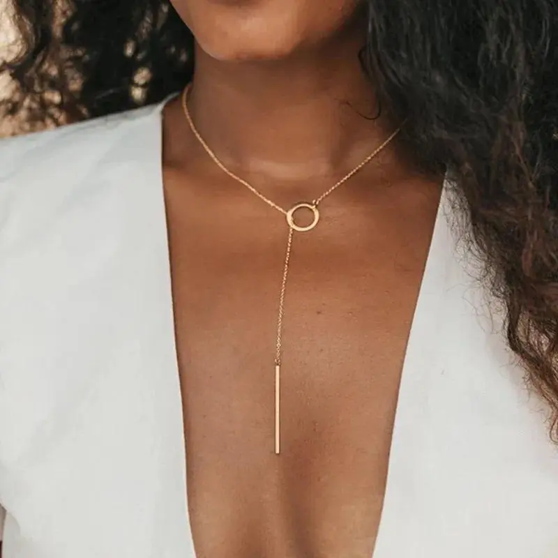 Gold-Tone Necklace for Women with Infinity Cross Pendant, Fashion Long Chain Jewelry for Daily Wear