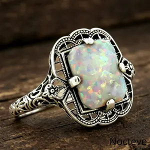 Women’s Minimal Engraved Simulated Opal Base Alloy Ring, Slim Textured Daily Jewelry Tea Party & Soft Elegant Feminine Lady Holiday Gift Wear