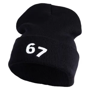 Six Seven Numbers Meme Embroidered 12 inch Long Beanie