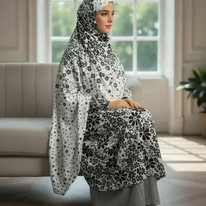 Handmade Khimar Hijab with Niqab & Sleeves | Lightweight Breathable Islamic Prayer Outfit | Non-Slip Semi-Long Khimar 55” Length 85” Width | Modest Muslim Khimar