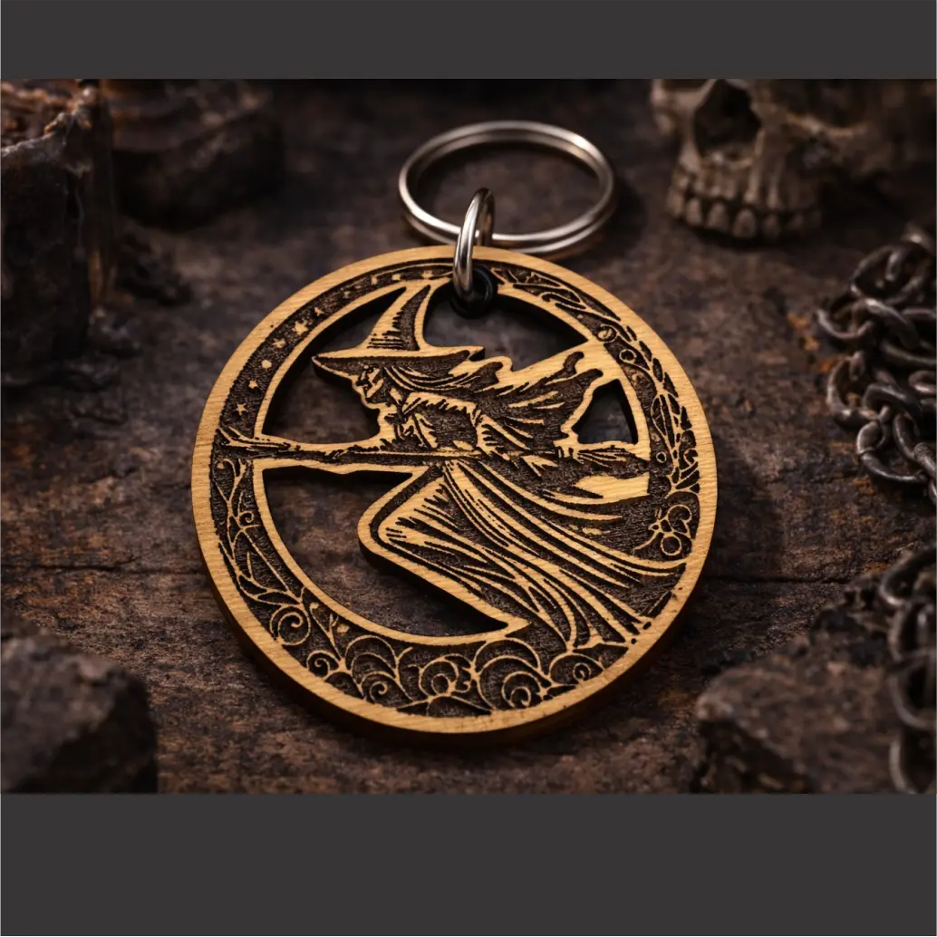 Wicked - wood laminate keychain with stainless steel hardware