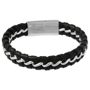 Mistero For Him Braided Leather Bracelet w/ Magetic Clasp