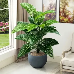 1pc of  Artificial Taro Green Plant Without Pot, Featuring Highly Realistic Red-green Gradient Leaf Veins. This Low-maintenance Faux Plant with Beautiful Textures Is Suitable for Christmas, Easter, Thanksgiving, Halloween, New Year