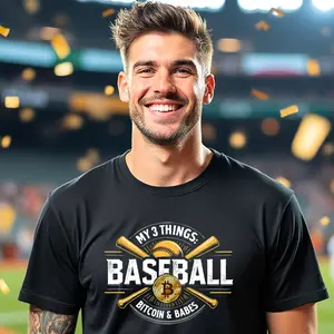 Baseball Bitcoin and Babes T-Shirt - Everything Baseball Sports Gift - Adult S-5X Short Sleeve Tee Shirt
