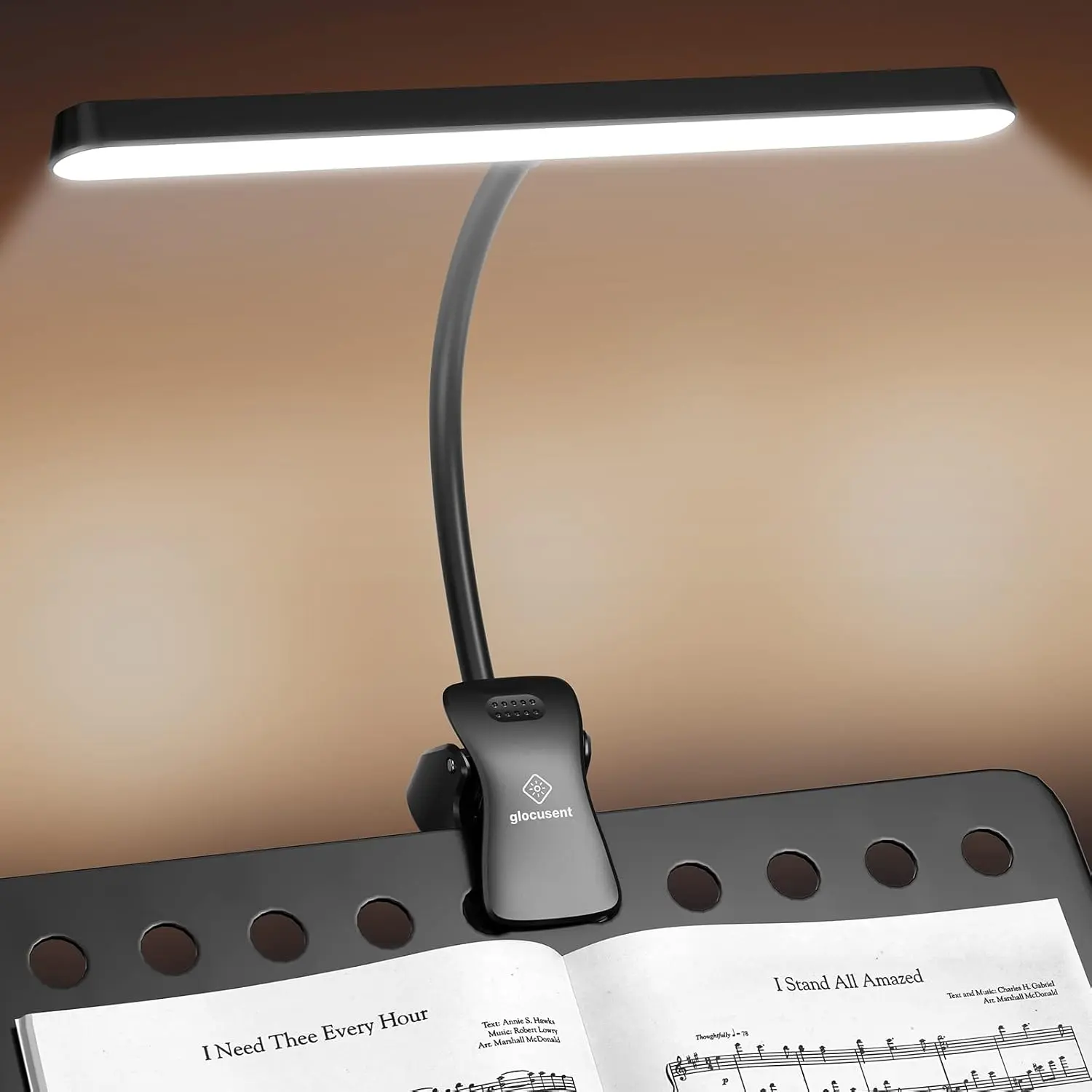 Rechargeable Music Stand Light, 11.2" Wide Piano Light| 57 LED Clip On Light, 3 Colors & 5 Brightness Piano Lamp,140Hrs Runtime, For Musician/Piano Player/Sheet Music/orchestra