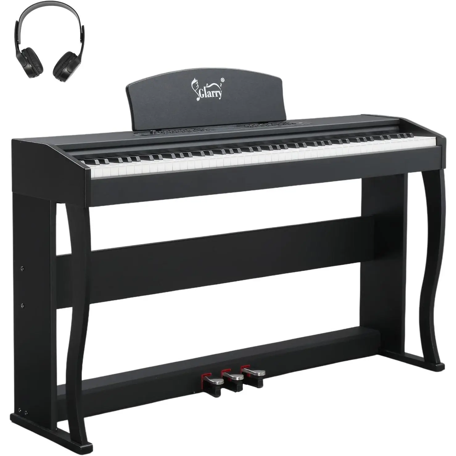 GLARRY 88-Key Heavy Hammer Digital Piano Keyboard - Beginner-Friendly Classic Upright (Matte Black), Durable, Large LCD Display, Headphone, Triple Pedals, MIDI/USB/Bluetooth Compatible, Dual Keyboard Function, for Performance & Practice, Digital Pianos, E