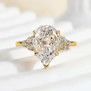 Solarii Side Stone Pear Cut 3.5ct Engagement Ring – 5A Cubic Zirconia CZ, 925 Sterling Silver, Perfect for Daily Wear for Women – Look at This, Refresh Your Look, Find Your Perfect Travel Suit