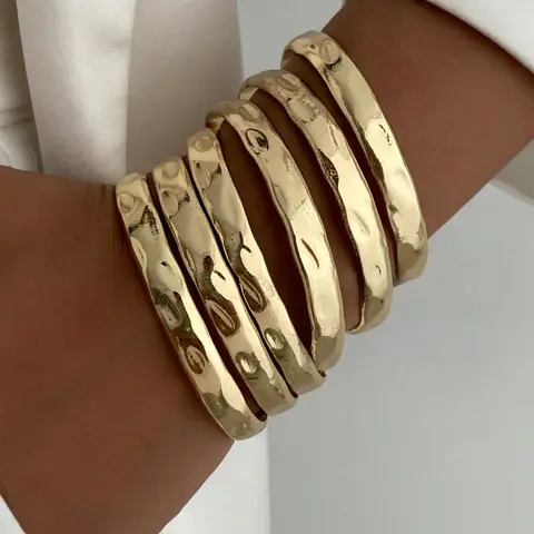 Boho Style Geometric Pattern Metal Bangle Bracelets Set, Layered Bracelet Set, Bracelet Combination Set, Trendy Stack Bangle, Stacking Bangles, Minimalist Bangles, Open Cuff Design, Punk Fashion Jewelry for Women, Daily Wear & Party Accessories