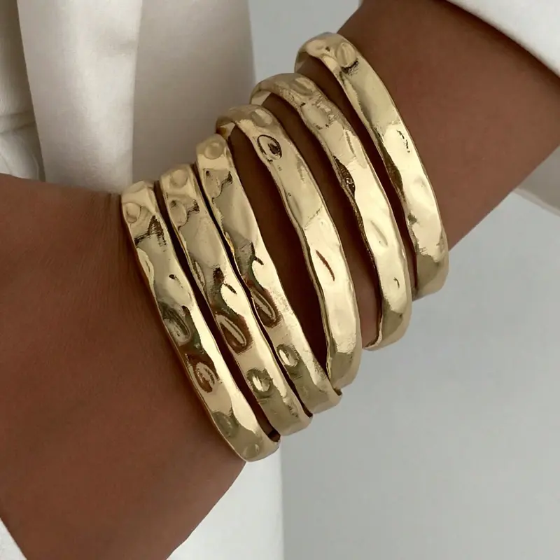 Boho Style Geometric Pattern Metal Bangle Bracelets Set, Layered Bracelet Set, Bracelet Combination Set, Trendy Stack Bangle, Stacking Bangles, Minimalist Bangles, Open Cuff Design, Punk Fashion Jewelry for Women, Daily Wear & Party Accessories