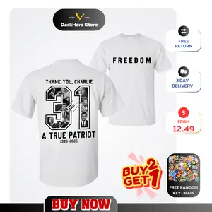 Freedom Charlie Kirk Shirt, True Patri0t Graphic Tee, Rest In Peace Charlie Kirk , Just1ce , P0litical , Charlie Kirk Memorial , T-Shirt For Unisex Graphic Tees Print Top Casual Streetwear Gifts Shirts