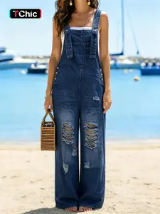 Loose-Fit Women's Denim Overalls, Adjustable Strap Casual Stylish Jumpsuit for Everyday Wear, Perfect for Summer and Spring