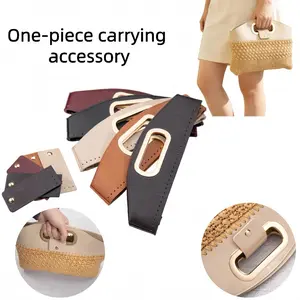 1piece Bag Handle Set, Integrated Bag Head with Carry Handle, Faux Leather Handbag Additions, DIY Wallet Making, Straw Bags Accessories