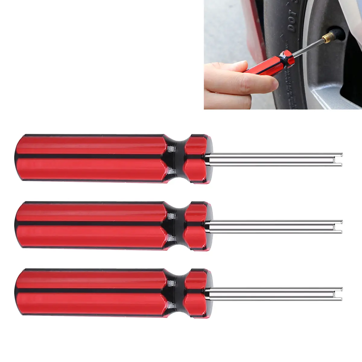 3PCS Single Head Tire Valve Core Remover Installer, Chrome Steel Core Automotive Maintenance Tools, Tyre Valve Repair Tools for Car Truck Stem Fixing